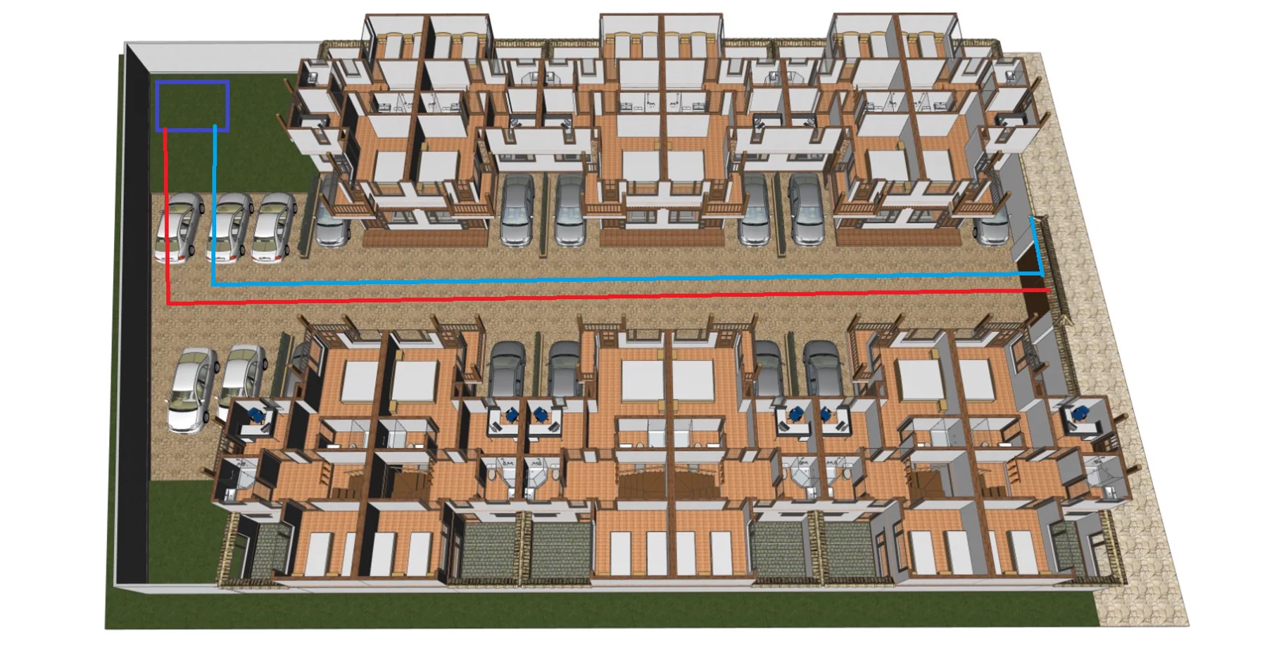 Modelo arquitectónico general del conjunto residencial Buganvilla